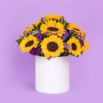 Arreglo de girasoles en caja